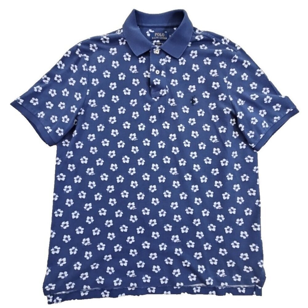 Polo Ralph Lauren Classic Fit PRL Polo Shirt Men's Medium Blue Floral EUC LN - Picture 1 of 13